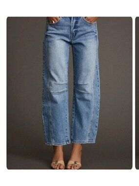 12th Tribe Womens Size 28 Muse Barrel Jeans Wide-Leg Denim Blue Size 28